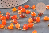 Breloque cube agate naturelle orange métal doré 18K 14.5mm, x1 (G11329)-Breloques et pendentifs-Gingerlily Perles