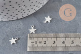 Stainless steel 304 star charm, silver plated, 10mm, x5 (G11172)