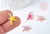 Breloque étoile de mer émail multicolore 17mm, x5 (G7420)