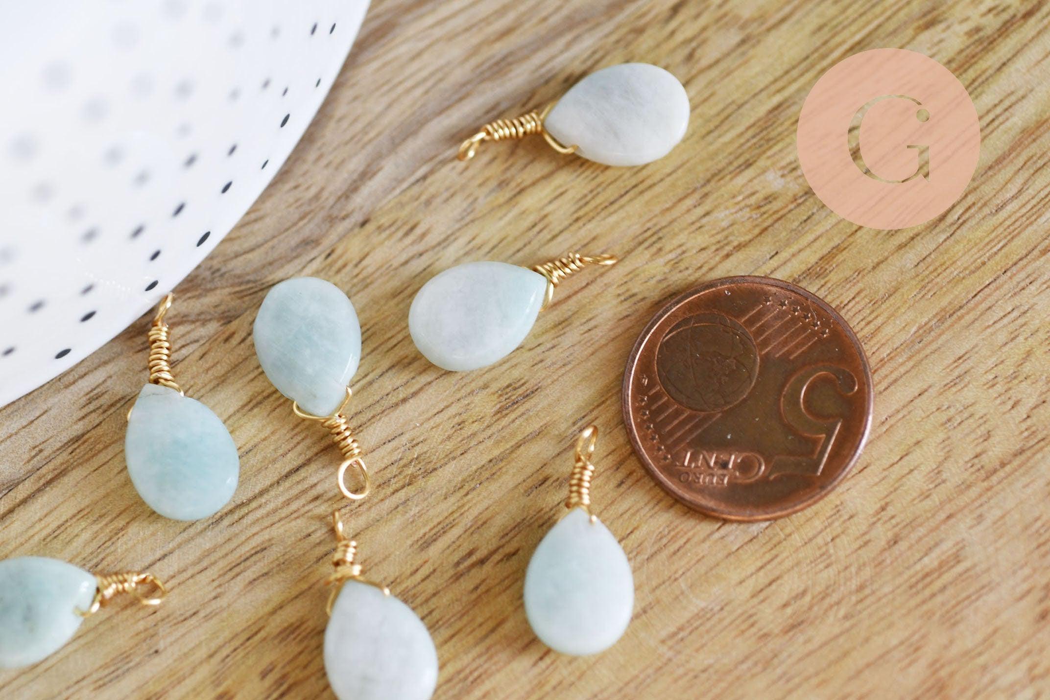 Breloque goutte amazonite naturelle facettes 21mm, x1 (G6235)