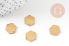 Breloque hexagone laiton brut 2 trous 12mm, pendentif géométrique sans nickel x10 (G1249)