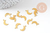 Breloque lune laiton brut 11mm, creation bijoux laiton brut sans nickel, x10 (G4402)