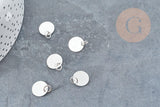 Breloque médaille Ronde laiton argenté à graver 12mm, x5 (G9049)
