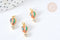 Breloque montgolfière émail multicolore laiton doré et zircon blanc 14mm,création bijoux coloré, x1 G7377
