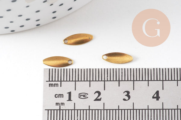 Breloque navette laiton brut 11mm, x20 (G1634)