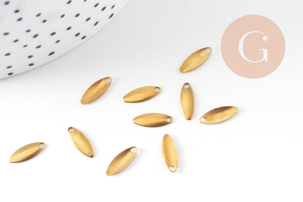 Breloque navette laiton brut 11mm, x20 (G1634)