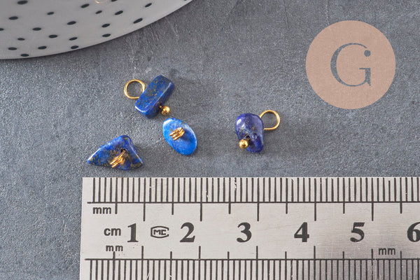 Breloque nuggets pierre naturelle zamac doré 7-11mm, x1 (G8035)