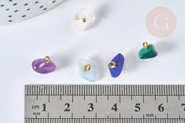 Breloque nuggets pierre naturelle zamac doré 7-11mm, x1 (G8035)