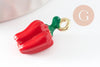 Breloque poivron émail rouge zamac doré 18mm, x1 (G9501)