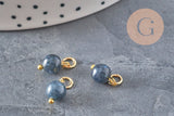 Breloque ronde Jade teinté acier 304 inoxydable doré 10.5mm, x1 (G11366)-Breloques et pendentifs-Gingerlily Perles