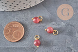 Breloque ronde Jade teinté acier 304 inoxydable doré 10.5mm, x1 (G11366)-Breloques et pendentifs-Gingerlily Perles