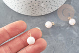 Breloque ronde Jade teinté imitation morganite doré 18mm, x1 (G9353)