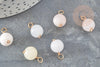 Breloque ronde Jade teinté imitation morganite doré 18mm, x1 (G9353)