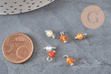 Breloque ronde agate naturelle facetée laiton platine 8.5mm, x1 (G11369)-Breloques et pendentifs-Gingerlily Perles