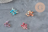 Breloque ronde agate naturelle facetée laiton platine 8.5mm, x1 (G11369)-Breloques et pendentifs-Gingerlily Perles