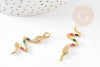 Breloque serpent laiton doré 18k cristal sans nickel,cadeau anniversaire,pendentif animal zircon, 32.5mm, x1 G4008