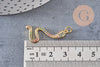 Breloque serpent laiton doré 18k cristal,sans nickel,cadeau anniversaire,pendentif animal, Pendentif zircon,27.5mm, x1 (G2419)