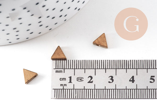 Breloque triangle 1 trou laiton brut , pendentif sans nickel, pendentif géométrique,7mm, x10 (G1347)