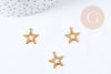 Breloques Etoiles ajourées laiton brut 11mm, fabrication de bijoux laiton brut x5 G8205