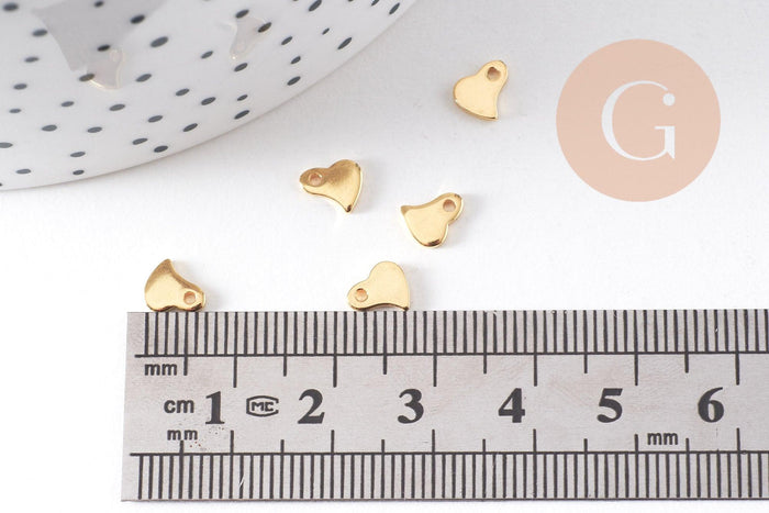 Breloques coeur stylisé acier 201 inoxydable doré 6mm,x10 (G10515)
