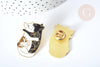 Broche Pin's Chat émail blanc et noir zamac doré 35x23mm, broche dorée, décoration veste, x1 G8082