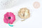 Broche fleur coquelicot violet laiton doré émaillé,broche dorée, 59x25mm, x1 G7278