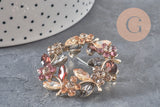 Gold-plated zamak multicolour zircon flower brooch, enamelled, 41mm, x1 (G11256)
