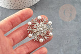 Broche flocon de neige zamac zircons 45mm, x1 (G9774)