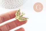 Broche hirondelle acier 304 inoxydable doré 33mm, x1 (G9784)