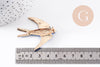Broche hirondelle zamac doré émail bleu doré 50mm, x1 (G10140)