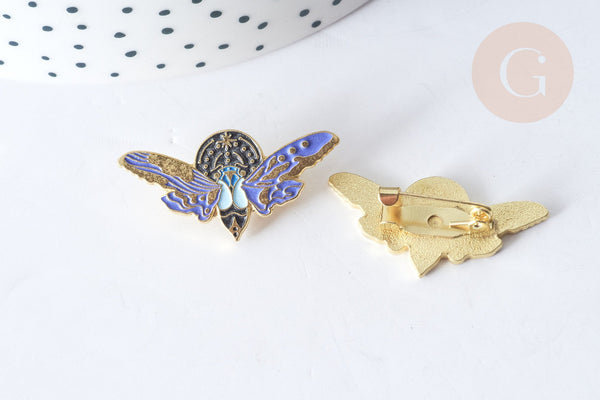 Broche insecte zamac doré 15x30mm, customisation vêtement, x1 (G7845)