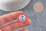Golden zamac 25mm marine emblem pin badge, x1 (G11237)