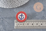 Golden zamac 25mm marine emblem pin badge, x1 (G11237)