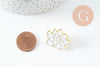 Broche pins Fleurs Lotus blanc zamac doré émail 25mm,broche dorée, décoration veste, x1 (G9744)