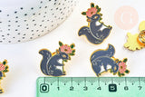 Broche pins animal écureil motif végétal doré émail, décoration veste, 27x26mm,x1 (G5540)