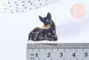 Broche pins biche motif mystique noir doré émail 25x26mm,broche dorée, décoration veste,x1 G6730