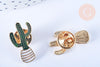 Broche pins cactus émail vert doré émail 25x14mm,broche dorée,décoration veste,x1 G6620