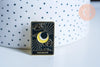 Broche pins carte tarot La lune mystique émail noir doré émail 30.5mm,broche dorée,décoration veste,x1 G6718