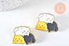 Broche pins chat gris, blanc &june Yang mystique doré émail noir,broche dorée, décoration veste, 30x24.5mm,x1 G6322