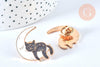 Broche pins chat noir et lune blanche doré émail 30mm,broche dorée, décoration veste,x1 G6799