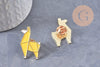 Broche pins chien caniche origami zamac doré émail jaune 32.5x21mm, x1 (G10320)