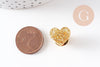Broche pins coeur Plexiglas doré à paillettes 20mm, x1 (G10532)