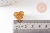 Broche pins coeur Plexiglas doré à paillettes 20mm, x1 (G10532)