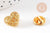 Broche pins coeur Plexiglas doré à paillettes 20mm, x1 (G10532)