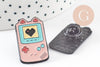 Broche pins console portable jeux vidéos doré émail rose 30.5x17.5mm, x1 (G9311)
