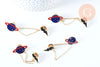 Broche pins double planète éclair doré émail ,broche dorée ,décoration veste,x1 G6381
