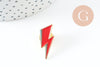 Broche pin's éclair zamac doré émail rouge 28mm, x1 (G9745)