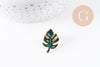 Broche pins feuille monsterosa motif végviergesétal doré émail 25mm ,x1 (G5745)