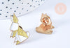Broche pins lapin origami doré émail Jaunz 29x18mm,broche dorée ,décoration veste,x1 G6612