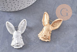 Broche pins lapin doré ou argenté 54mm, x1 (G10352)